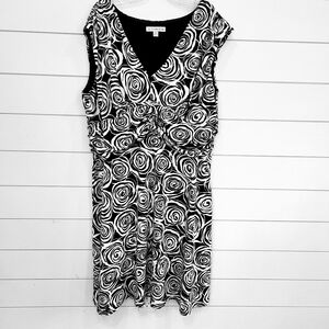 AA Studio Sleeveless Dress 20W Gathered Front Black & White